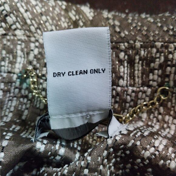 CARMEN MARC VALVO! TAUPE, CREAM, BLACK, GOLD PEARL & JEWEL BUTTON JACKET! SZ M - Picture 10 of 11